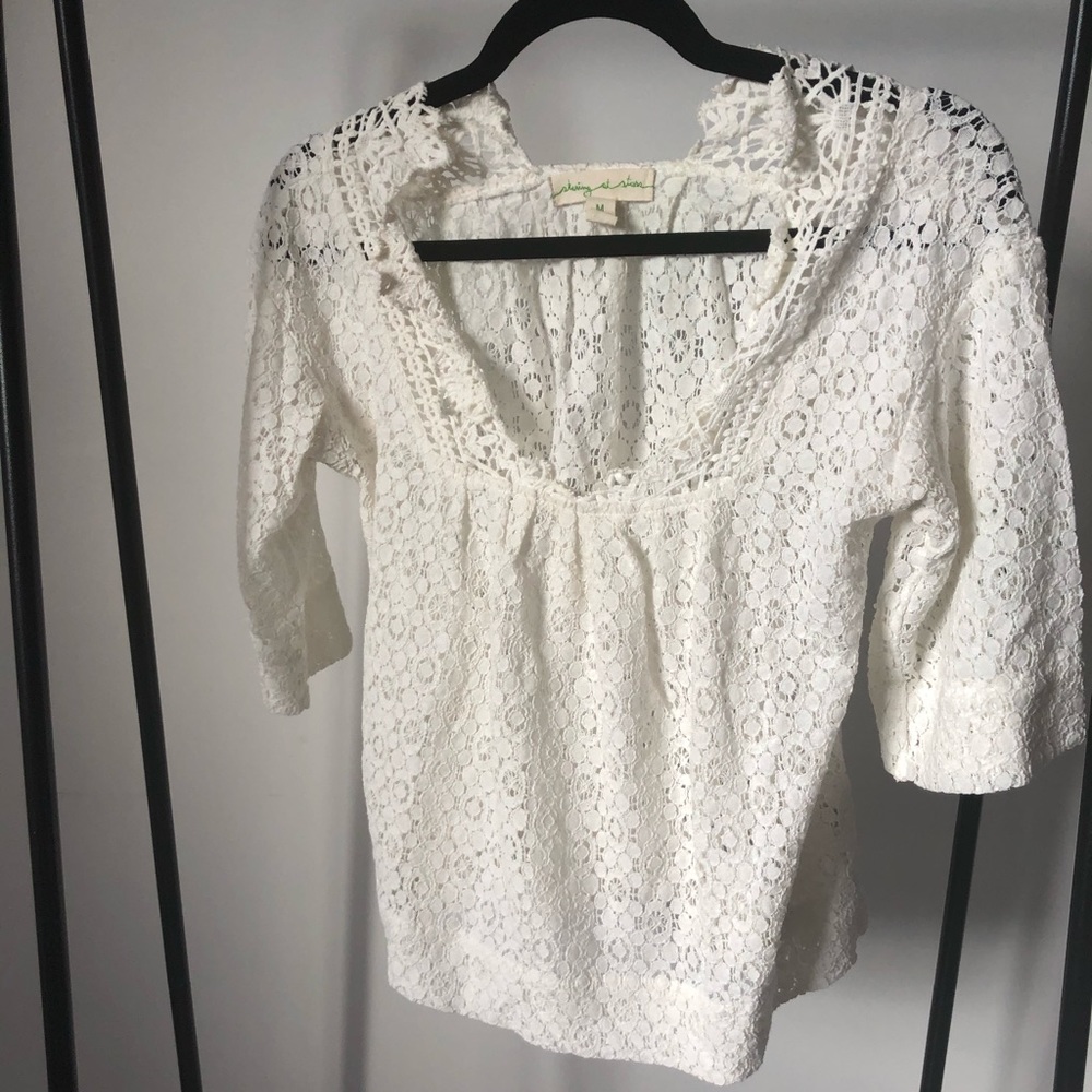 Anthropologie White Lace Blouse